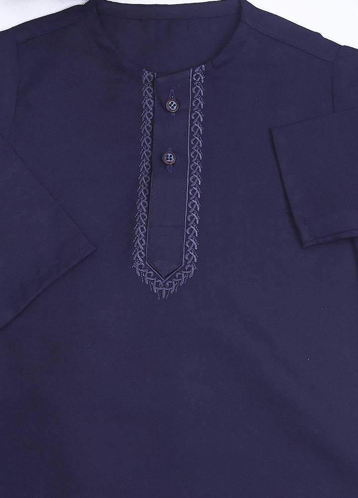Sanaulla Exclusive Range Cotton Formal Kids Kurta Shalwar -  C-758 D-Blue