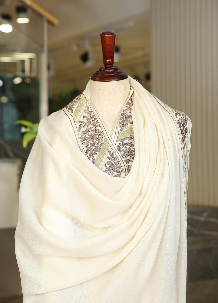Sanaulla Exclusive Range  Pashmina  Mama D-33 Off White - Women Shawls