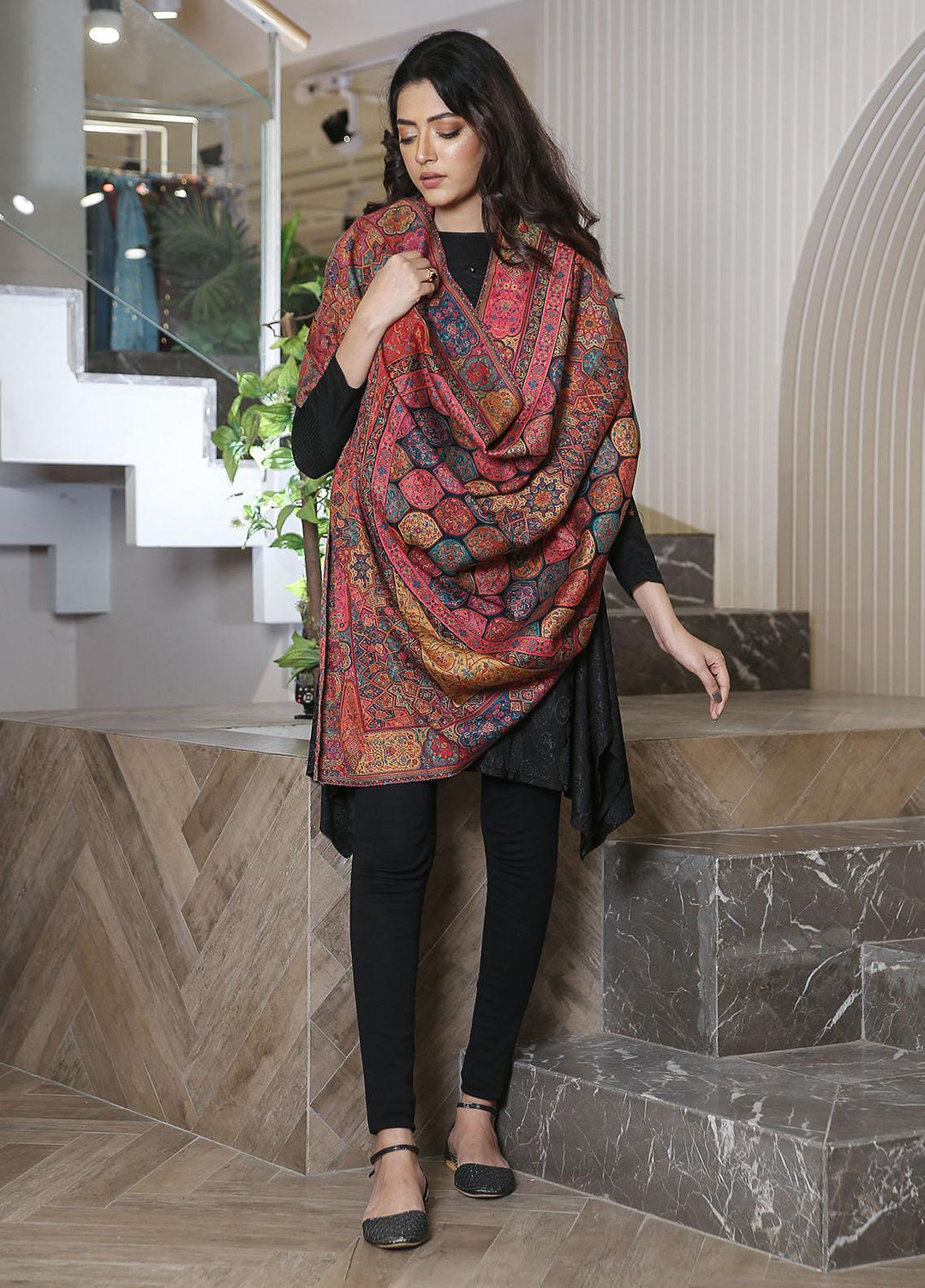 Sanaulla Exclusive Range  Pashmina  Mama D-02 Multi 03 - Women Shawls