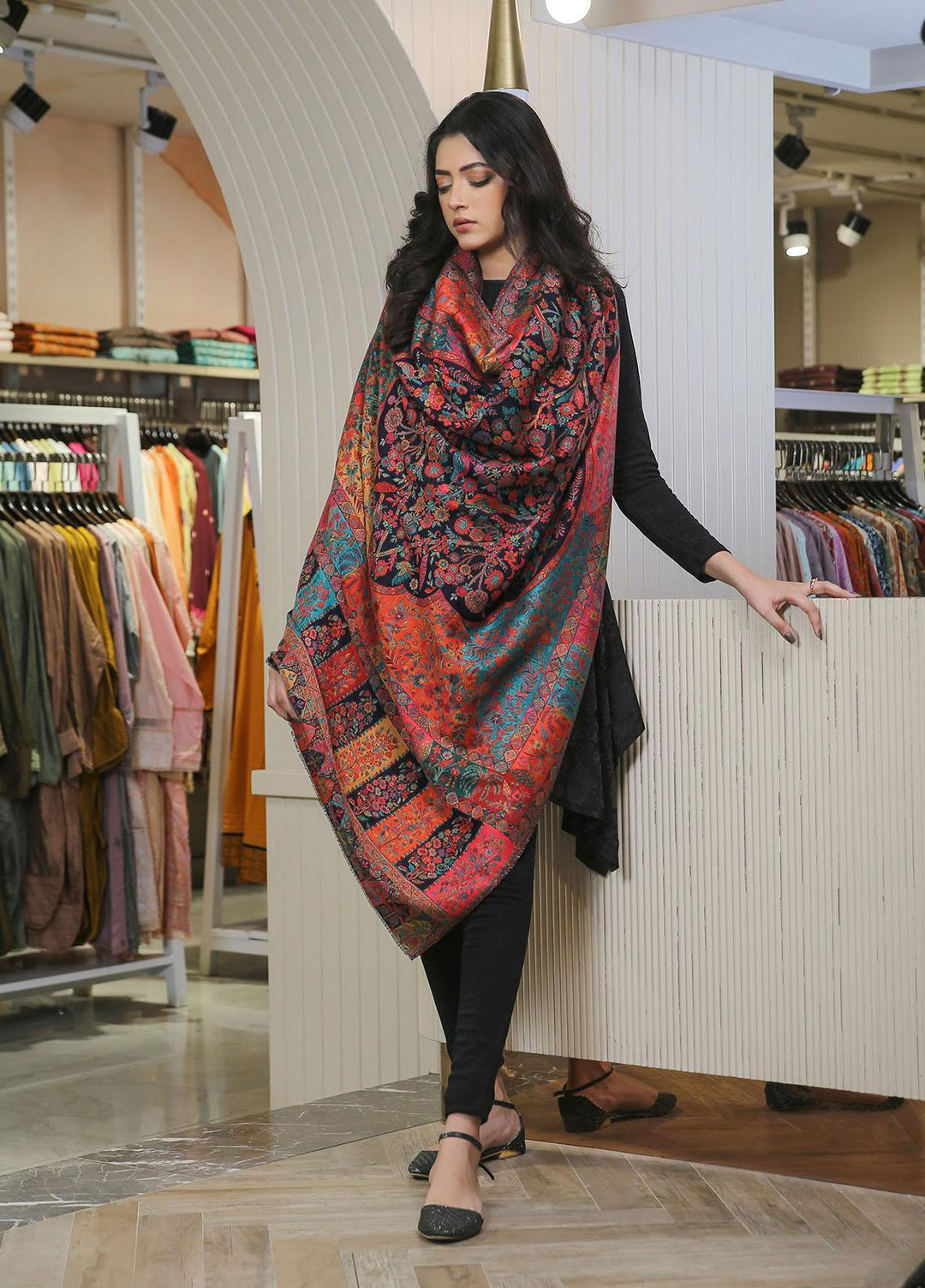 Sanaulla Exclusive Range  Pashmina  Mama D-02 Multi 04 - Women Shawls