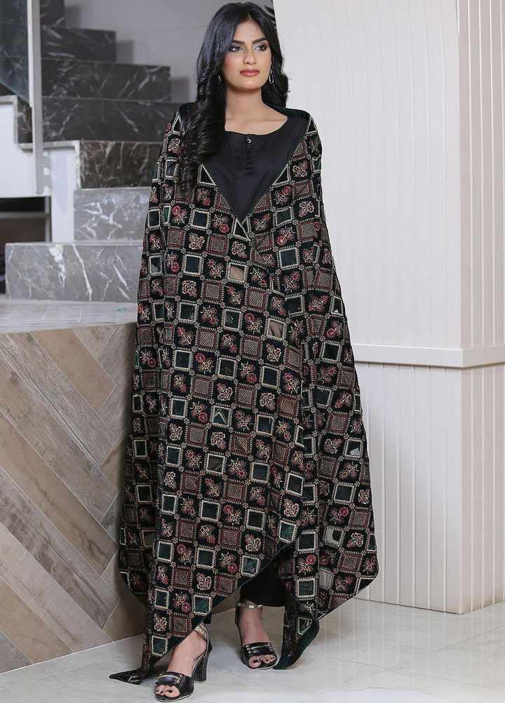 Sanaulla Exclusive Range  Pashmina  Velvet D No J-1 KPS-41 Green - Women Shawls