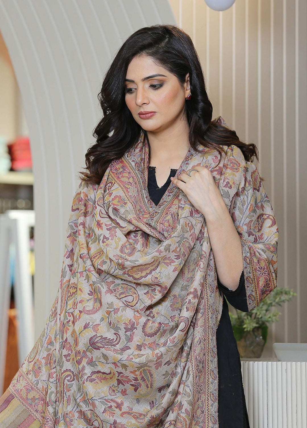 Sanaulla Exclusive Range  Pashmina  KPS 781 D-12 Multi 1 - Women Shawls
