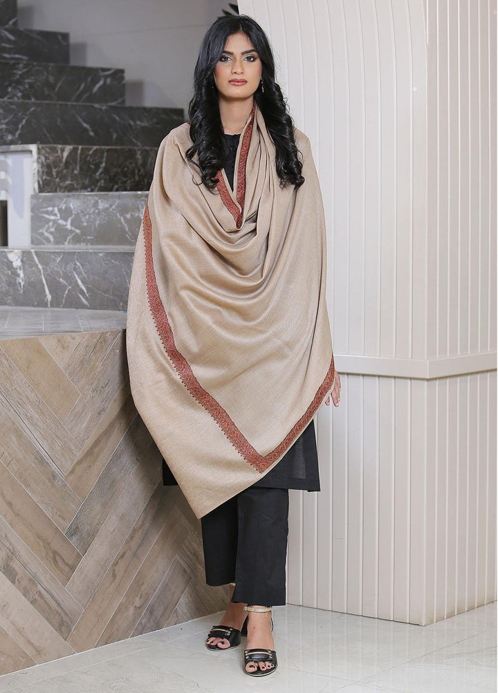 Sanaulla Exclusive Range  Pashmina  Mama D-11 Brown - Women Shawls