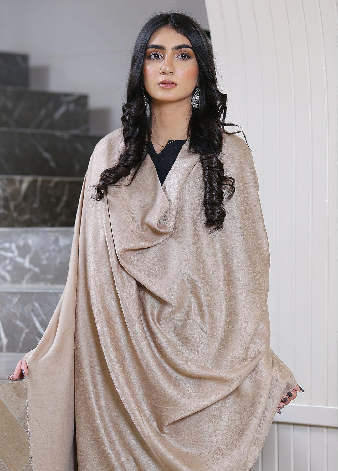 Sanaulla Exclusive Range  Pashmina  KPS 781 D-27 Beige 4 - Women Shawls