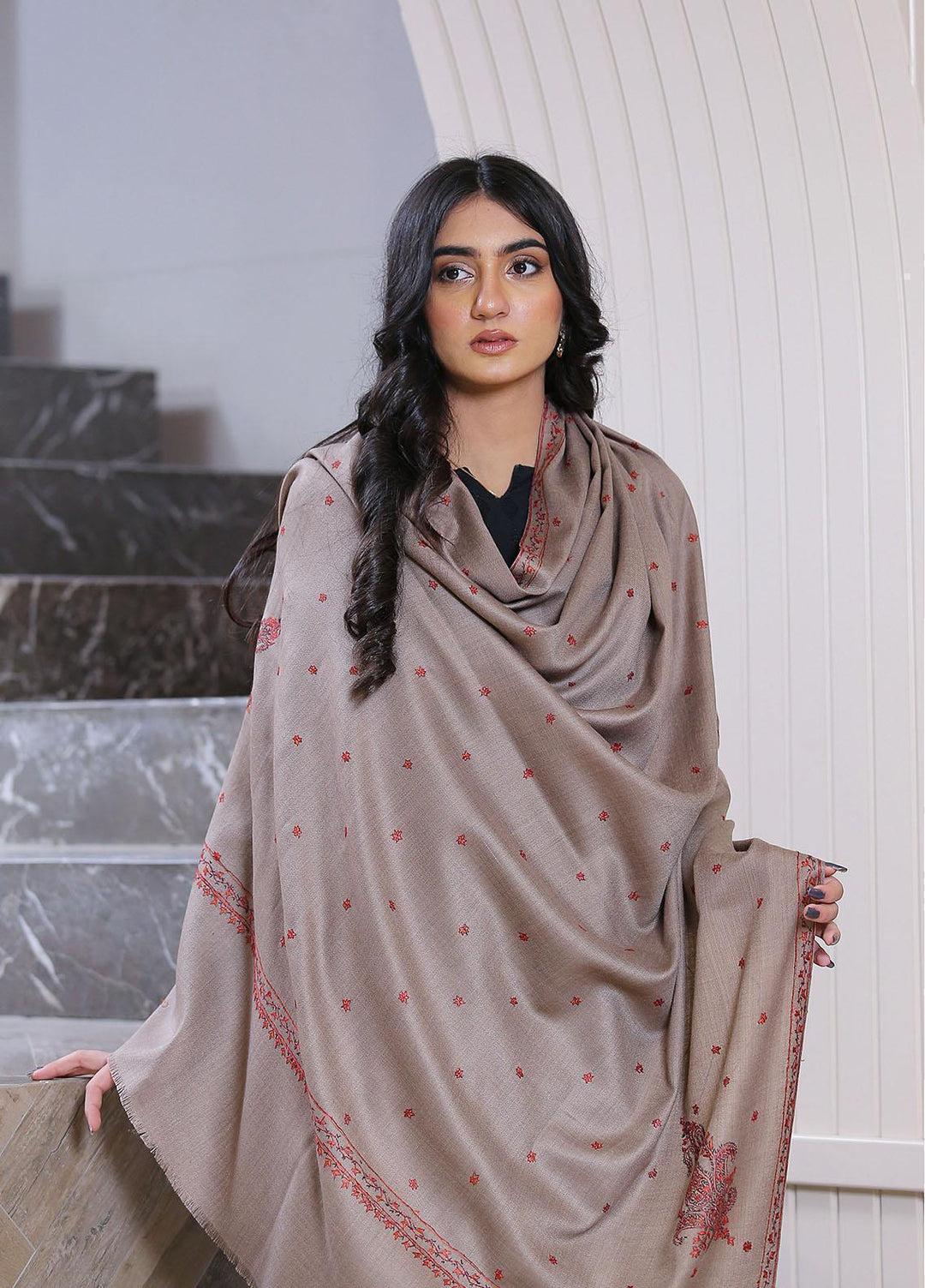 Sanaulla Exclusive Range  Pashmina  KPS 781 D-34 Brown 1 - Women Shawls