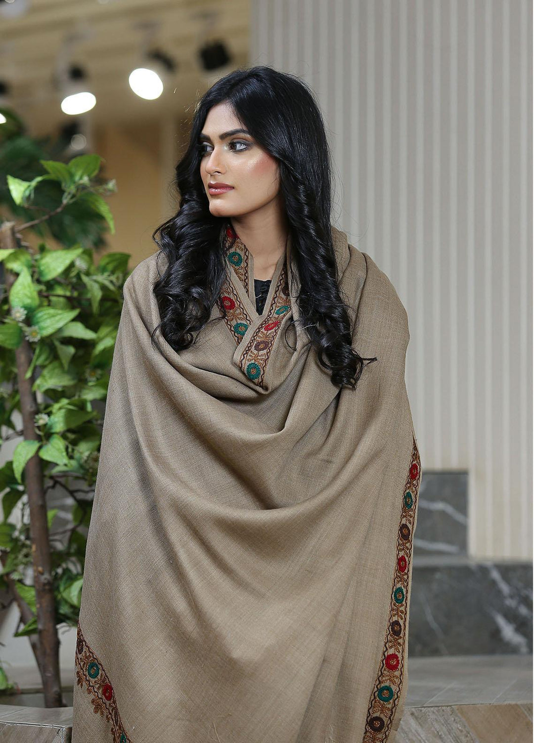 Sanaulla Exclusive Range  Pashmina  KPS 781 D-39 D Brown 2 - Women Shawls