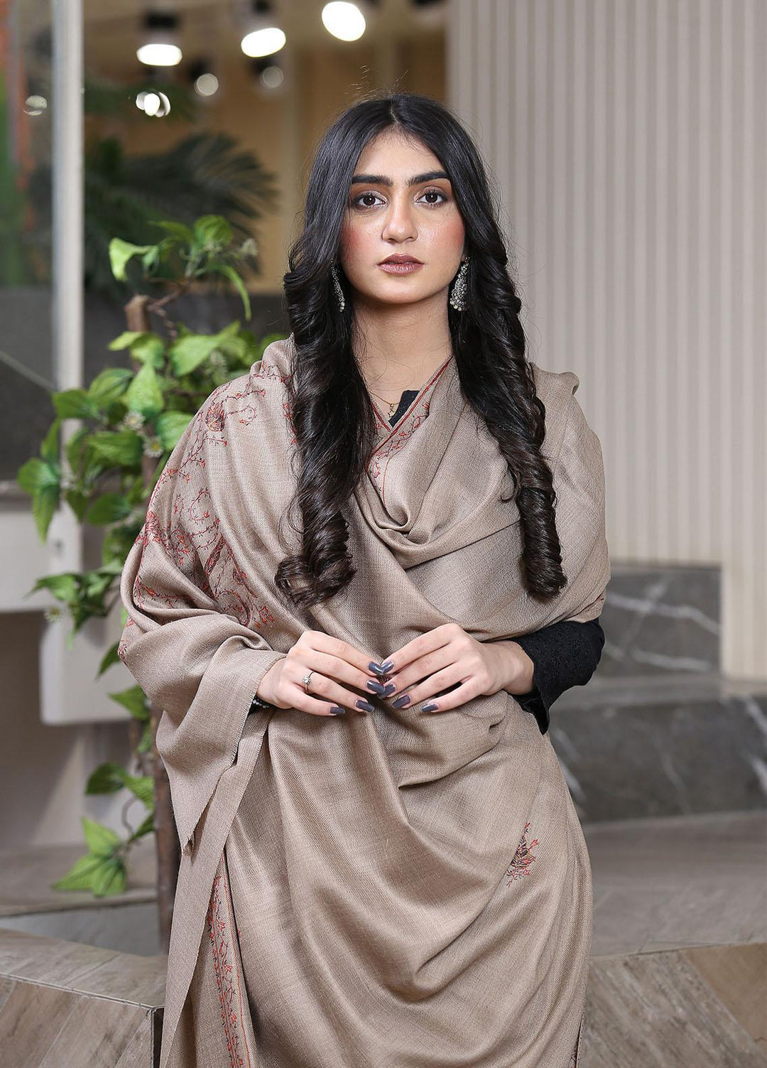 Sanaulla Exclusive Range  Pashmina  KPS 781 D-40 Brown 3 - Women Shawls