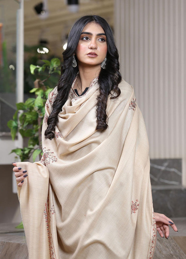 Sanaulla Exclusive Range  Pashmina  KPS 781 D-40 Fawn 1 - Women Shawls