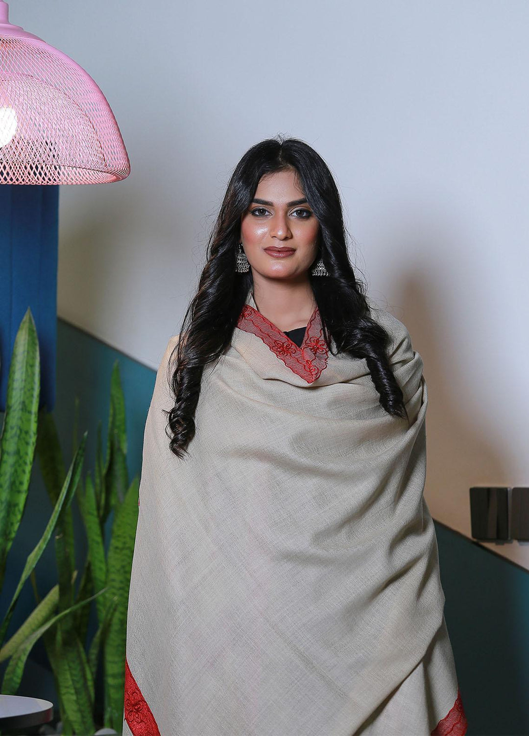 Sanaulla Exclusive Range  Pashmina  KPS 781 D-49 Fawn - Women Shawls