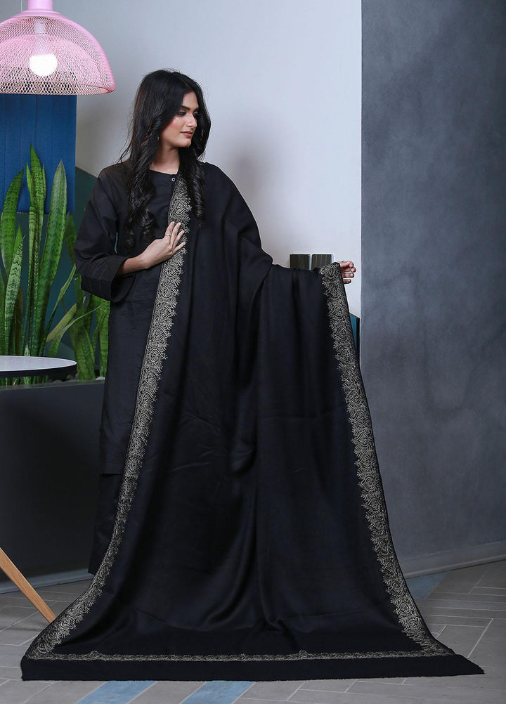 Sanaulla Exclusive Range  Pashmina  KPS 781 D-51 Black 1 - Women Shawls