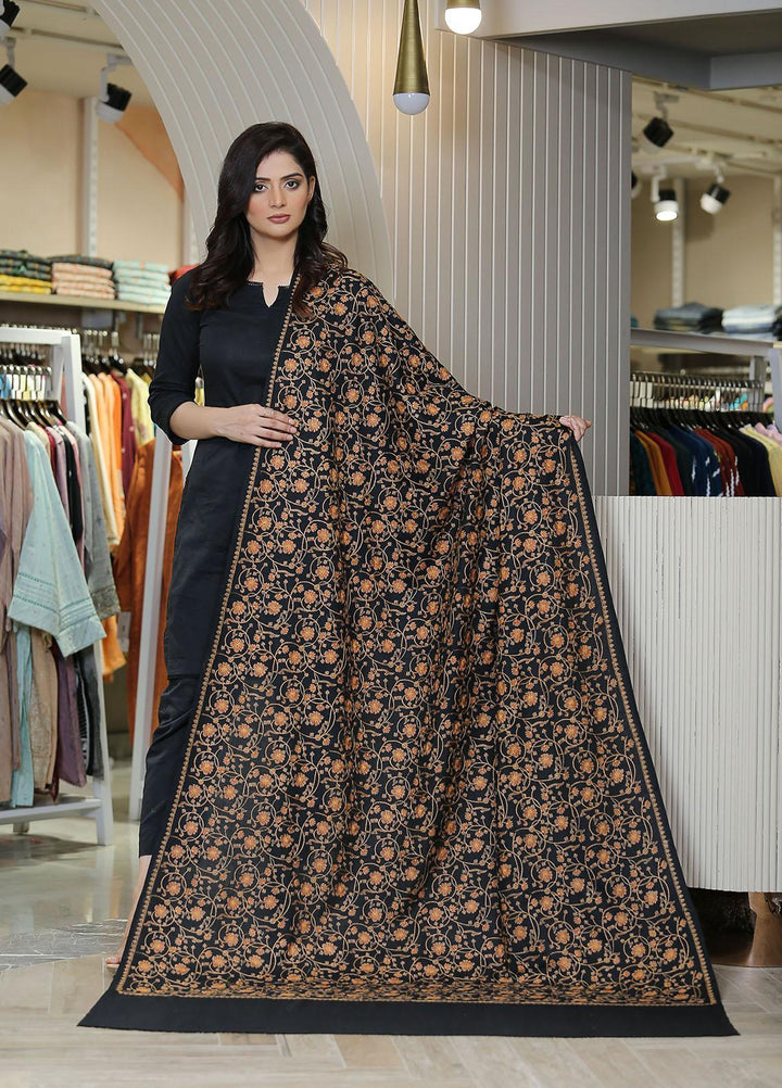 Sanaulla Exclusive Range  Pashmina  KPS 781 D-18 Black 1 - Women Shawls