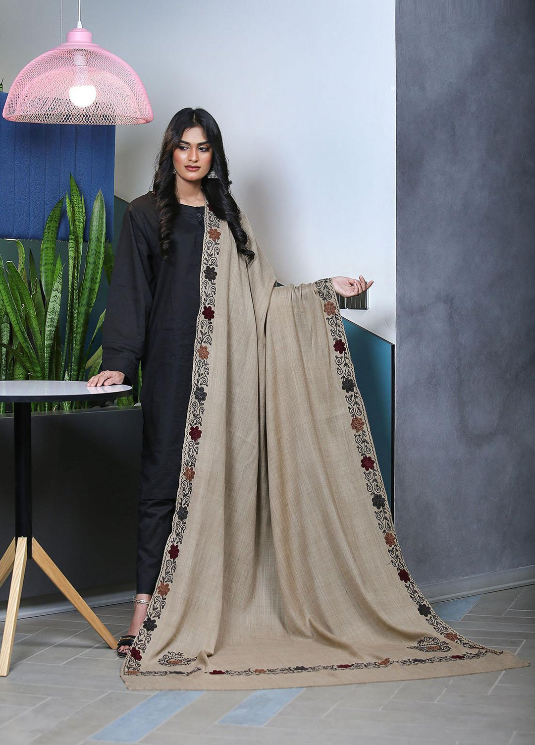 Sanaulla Exclusive Range  Pashmina  KPS 781 D-55 L Brown 5 - Women Shawls