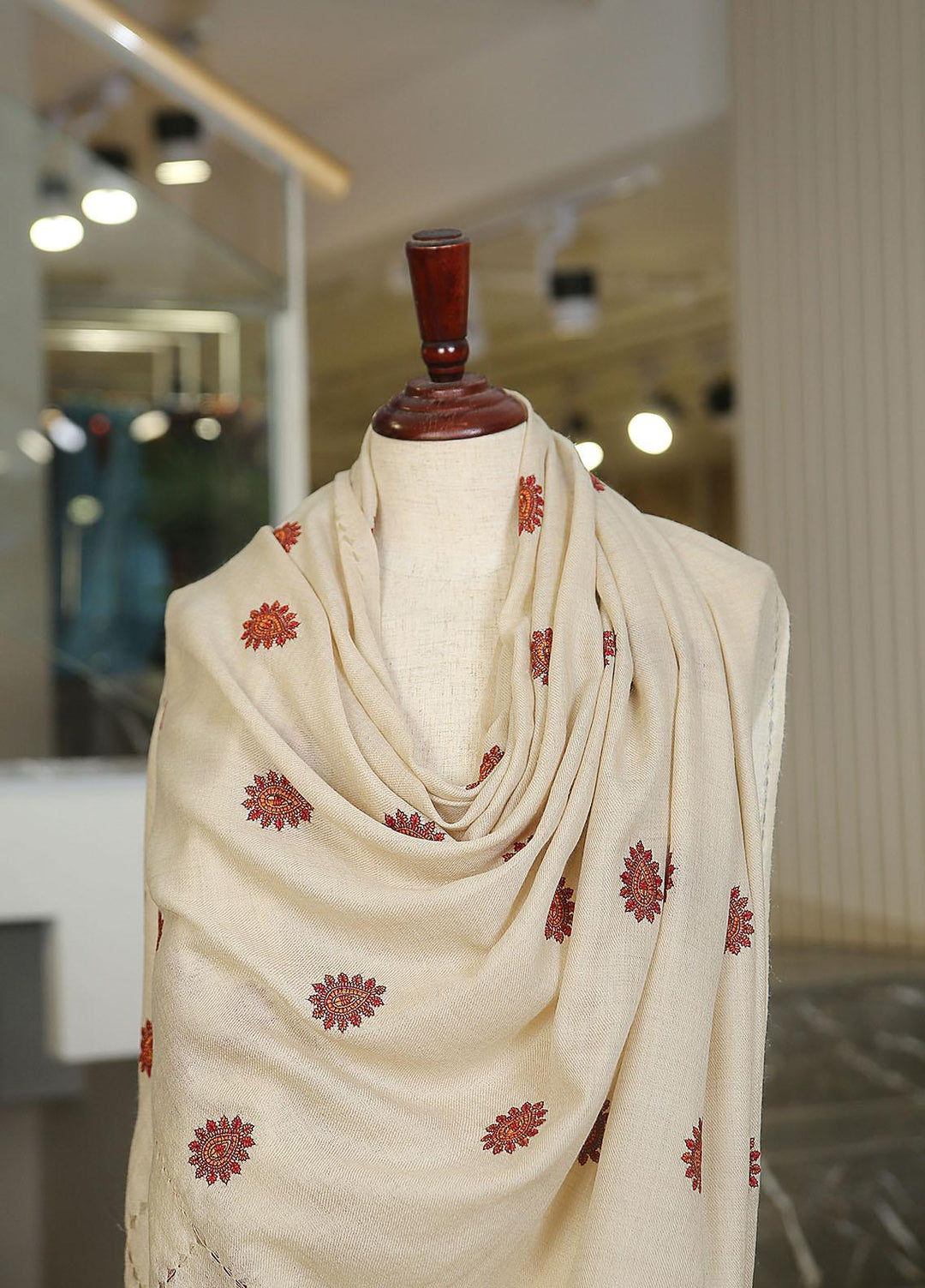 Sanaulla Exclusive Range  Pashmina  KPS 781 D-36 Fawn 1 - Women Shawls