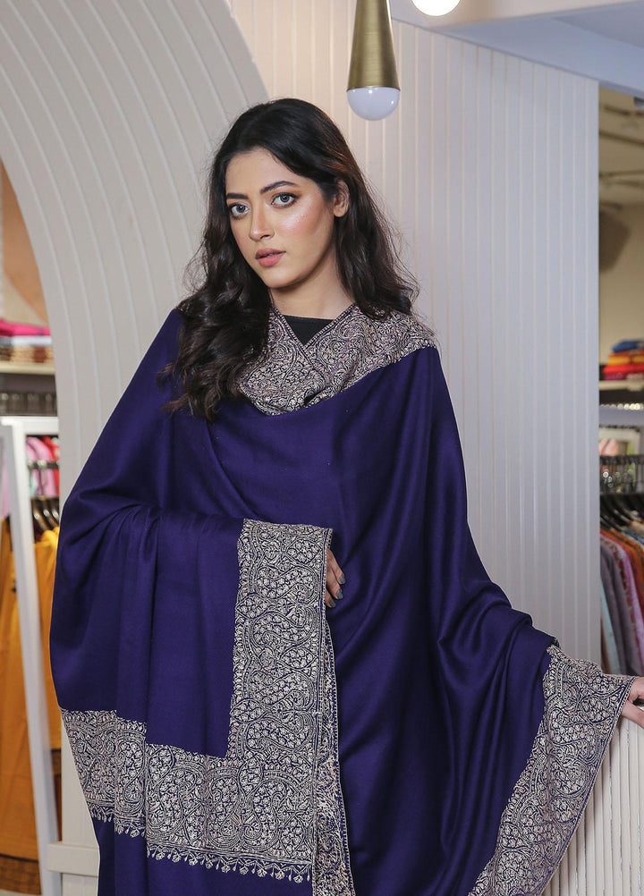 Sanaulla Exclusive Range  Pashmina  Mama D-19 Royal Blue 02 - Women Shawls