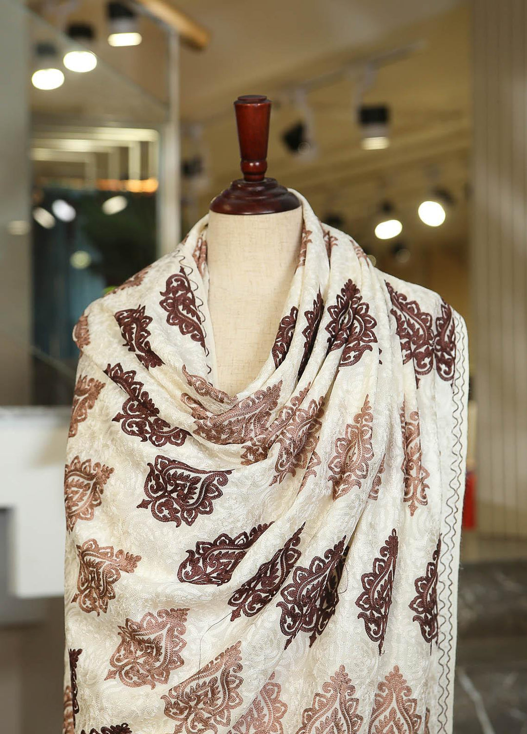 Sanaulla Exclusive Range  Pashmina  D-27 Off White - Women Shawls