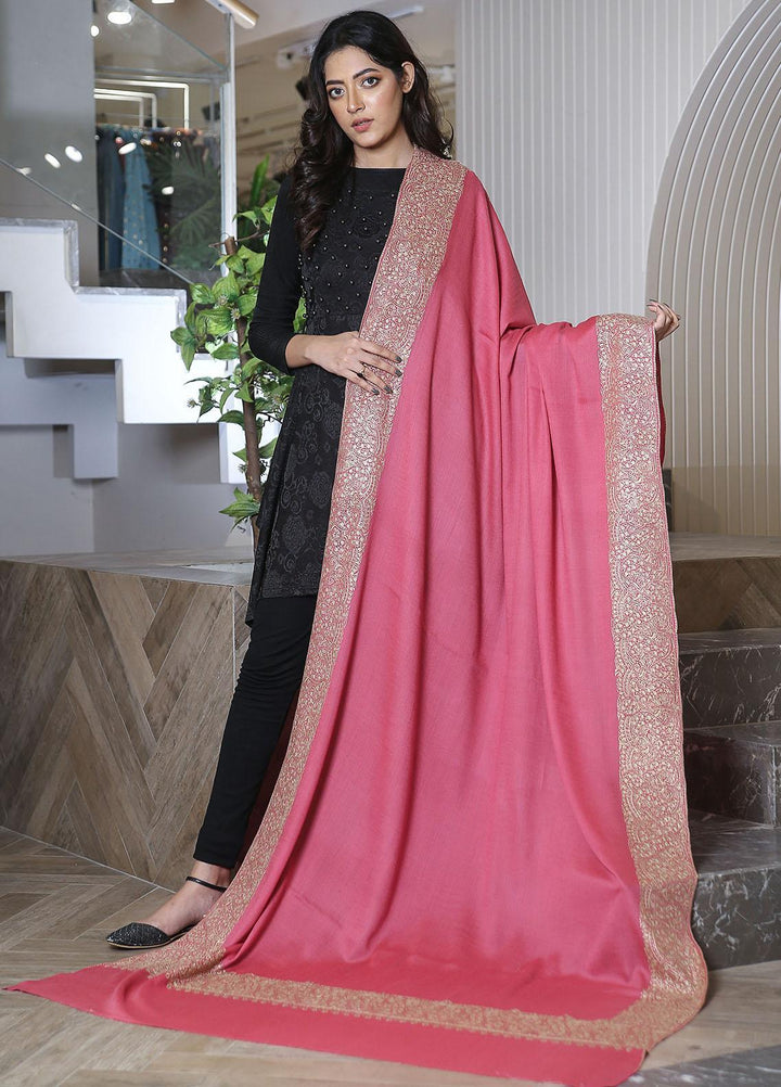 Sanaulla Exclusive Range  Pashmina  Mama D-19 Pink - Women Shawls