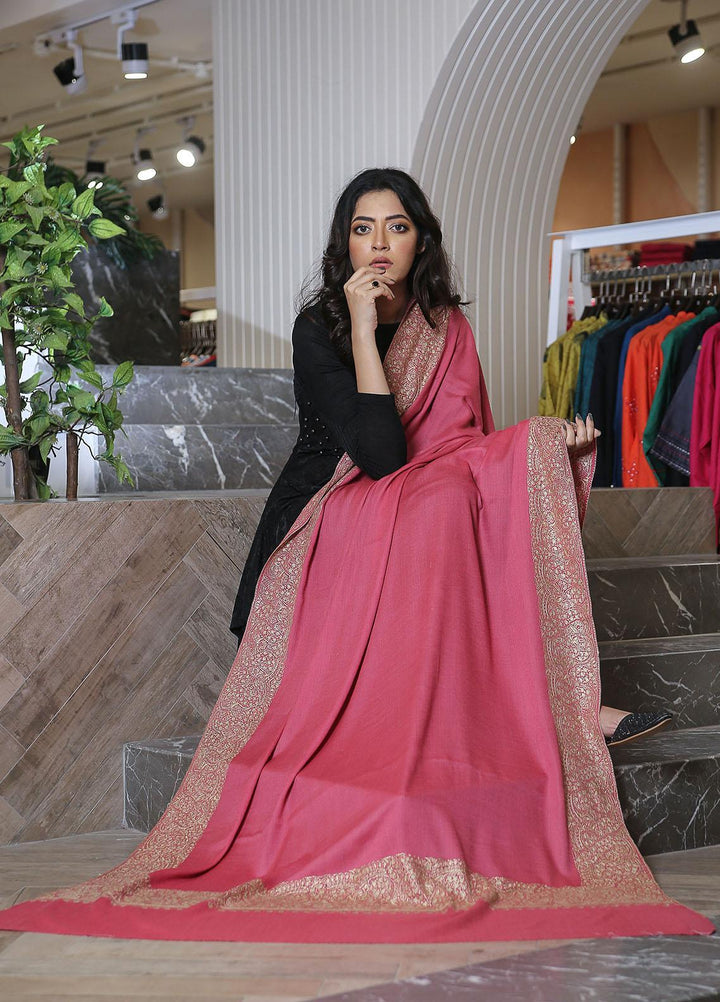 Sanaulla Exclusive Range  Pashmina  Mama D-19 Pink - Women Shawls