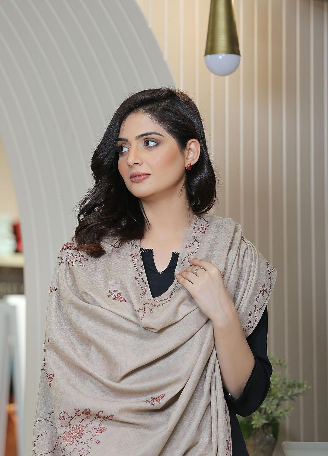 Sanaulla Exclusive Range  Pashmina  KPS 781 D-21 L Brown 1 - Women Shawls