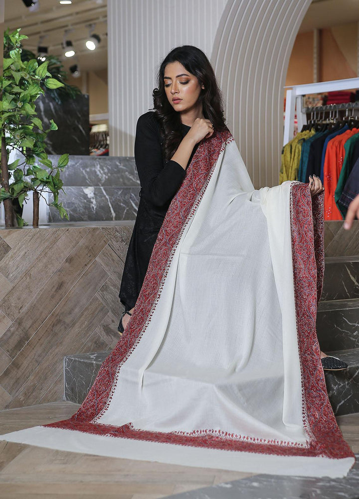 Sanaulla Exclusive Range  Pashmina  Mama D-19 Off White 01 - Women Shawls