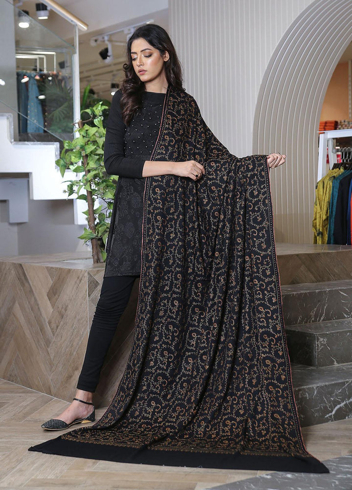 Sanaulla Exclusive Range  Pashmina  Mama D-20 Black 01 - Women Shawls