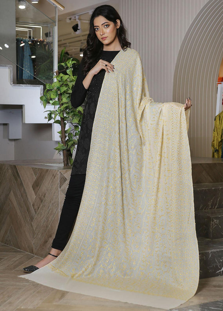 Sanaulla Exclusive Range  Pashmina  Mama D-20 Cream - Women Shawls