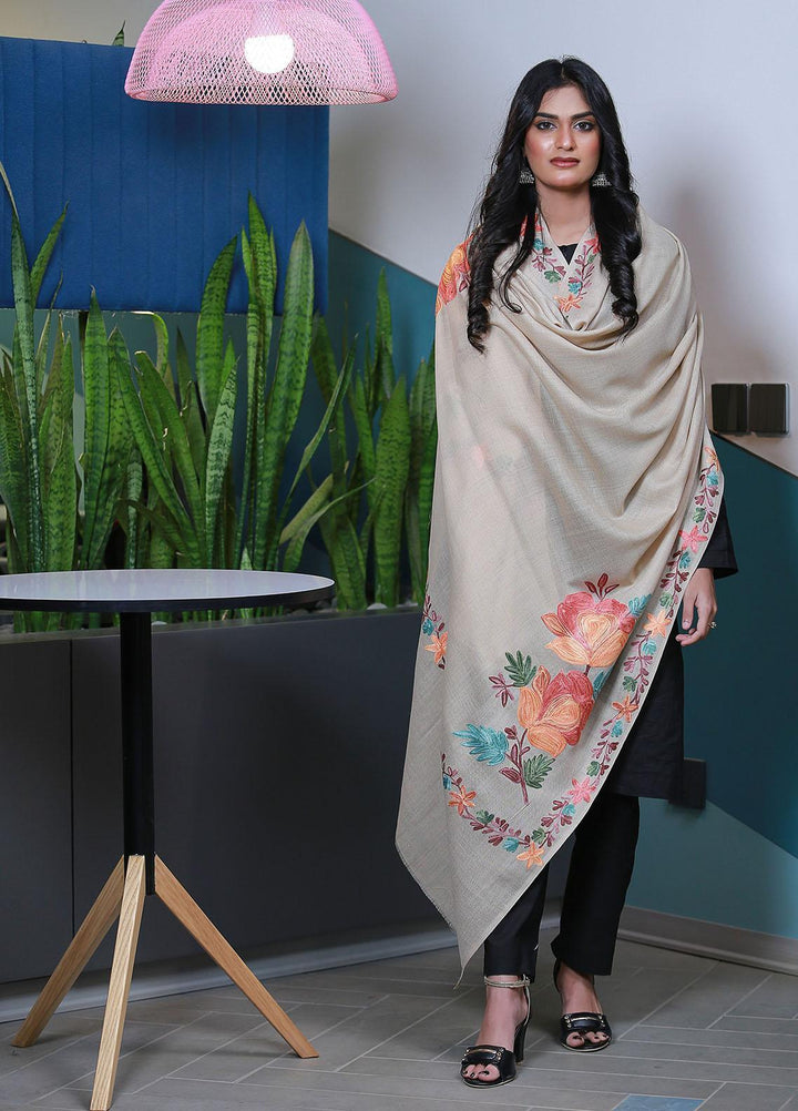 Sanaulla Exclusive Range  Pashmina  Mama D-41 Fawn 04 - Women Shawls
