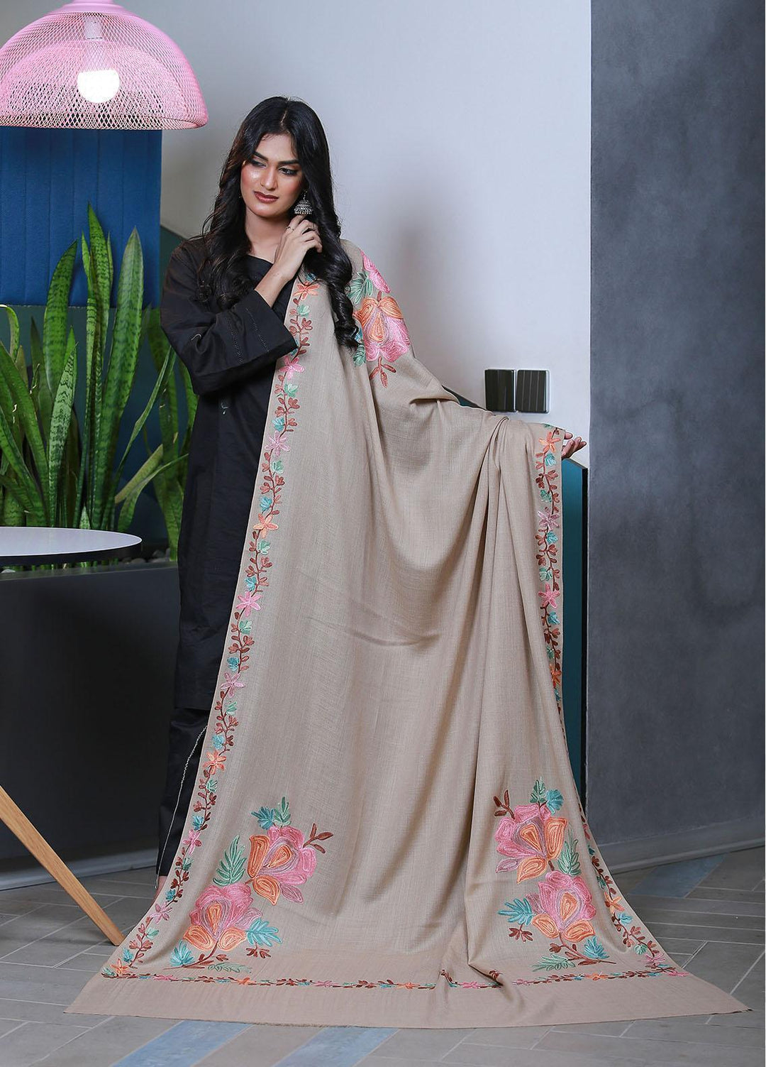 Sanaulla Exclusive Range  Pashmina  Mama D-41 L Brown 08 - Women Shawls