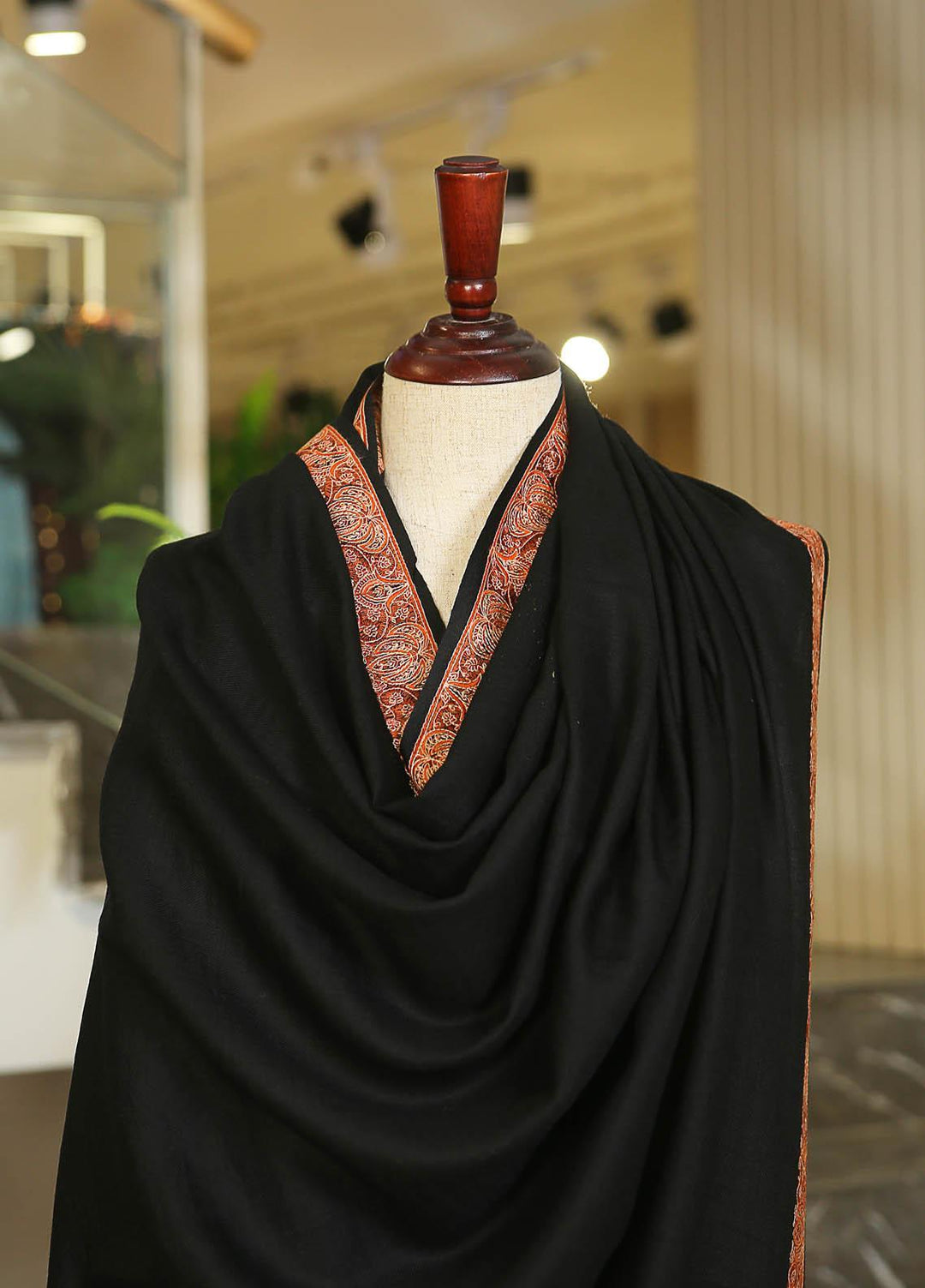 Sanaulla Exclusive Range  Pashmina  D-35 Black - Women Shawls