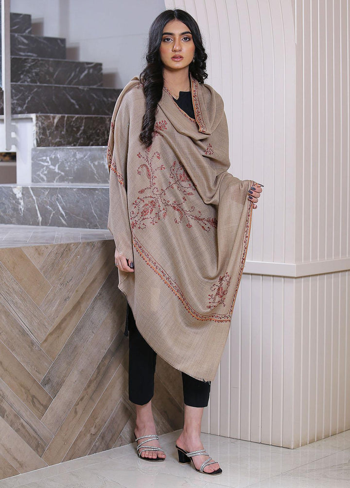 Sanaulla Exclusive Range  Pashmina  Mama D-42 L Brown 01 - Women Shawls
