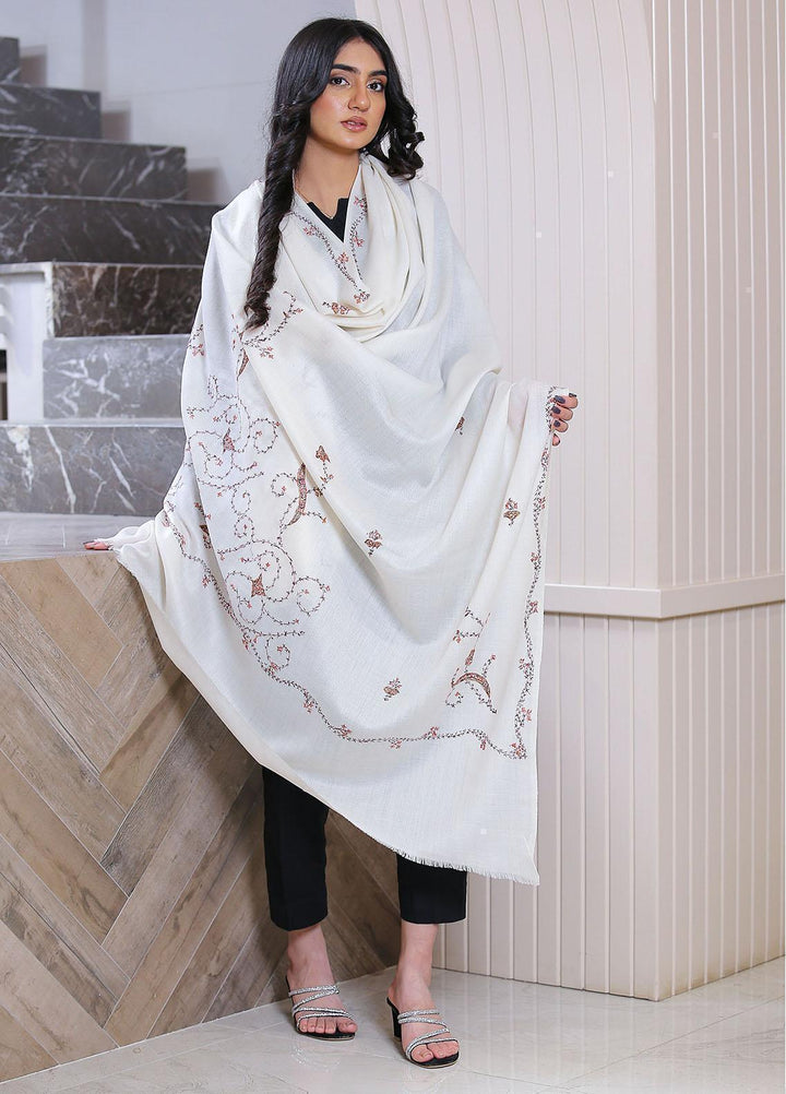 Sanaulla Exclusive Range  Pashmina  Mama D-42 Off White 02 - Women Shawls