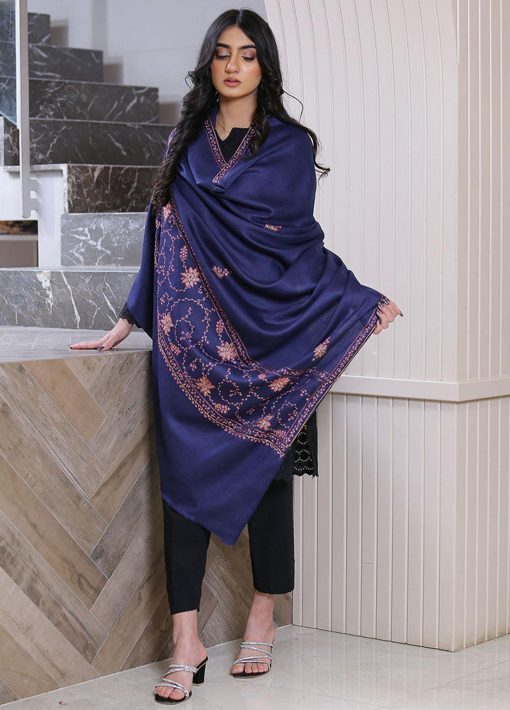 Sanaulla Exclusive Range  Pashmina  Mama D-42 N Blue 01 - Women Shawls