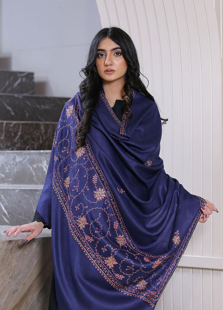 Sanaulla Exclusive Range  Pashmina  Mama D-42 N Blue 01 - Women Shawls