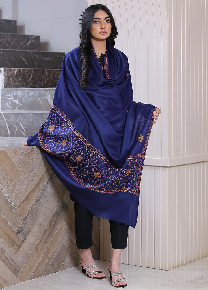 Sanaulla Exclusive Range  Pashmina  Mama D-42 N Blue 02 - Women Shawls
