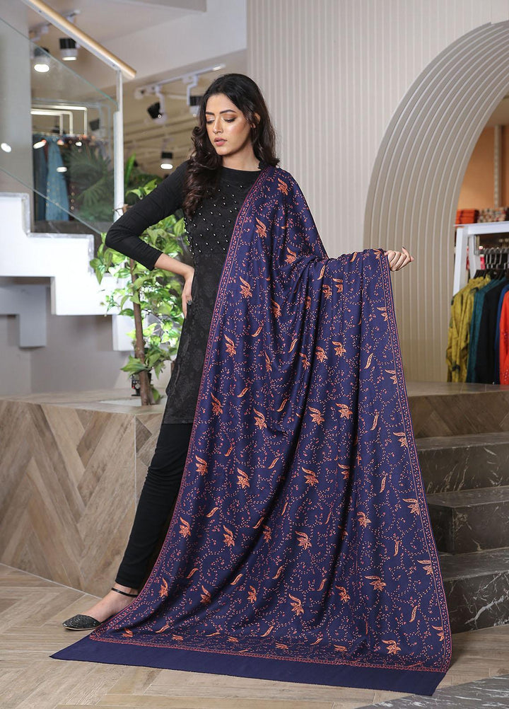 Sanaulla Exclusive Range  Pashmina  KPS 781 D-11 N Blue - Women Shawls