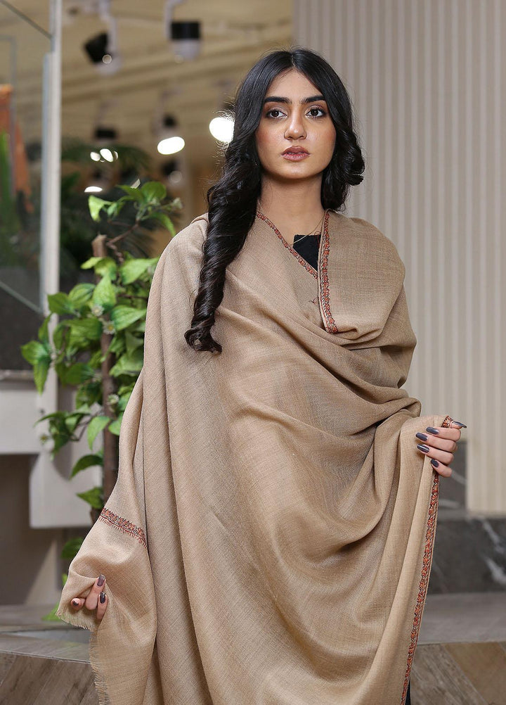 Sanaulla Exclusive Range  Pashmina  Mama D-48 L Brown 01 - Women Shawls