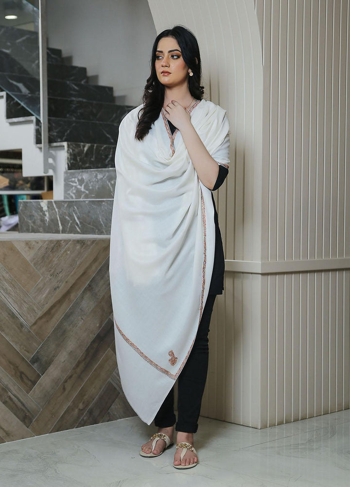 Sanaulla Exclusive Range  Pashmina  KPS 781 D-15 Off white 2 - Women Shawls