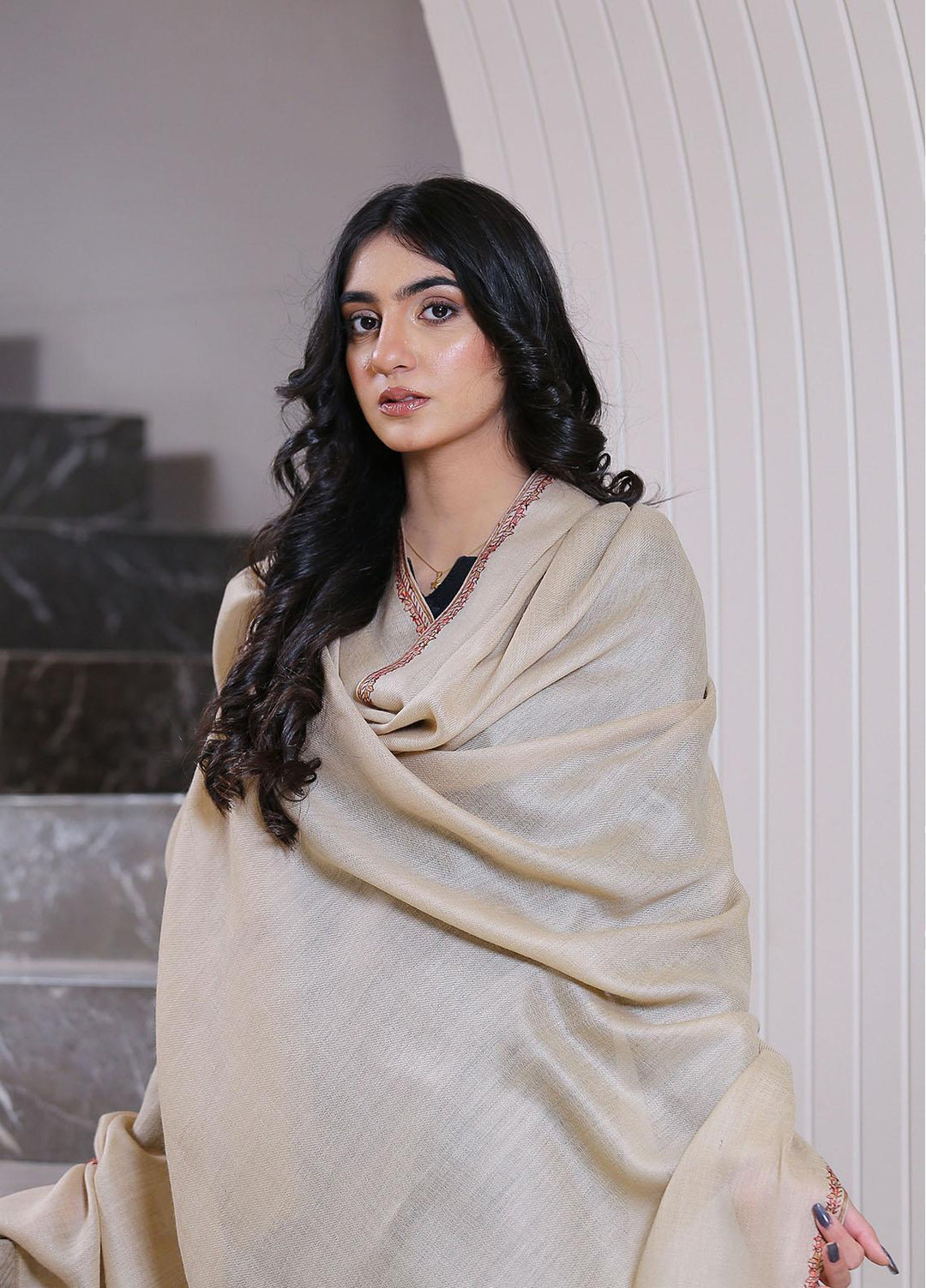 Sanaulla Exclusive Range  Pashmina  Mama D-48 L Brown 04 - Women Shawls