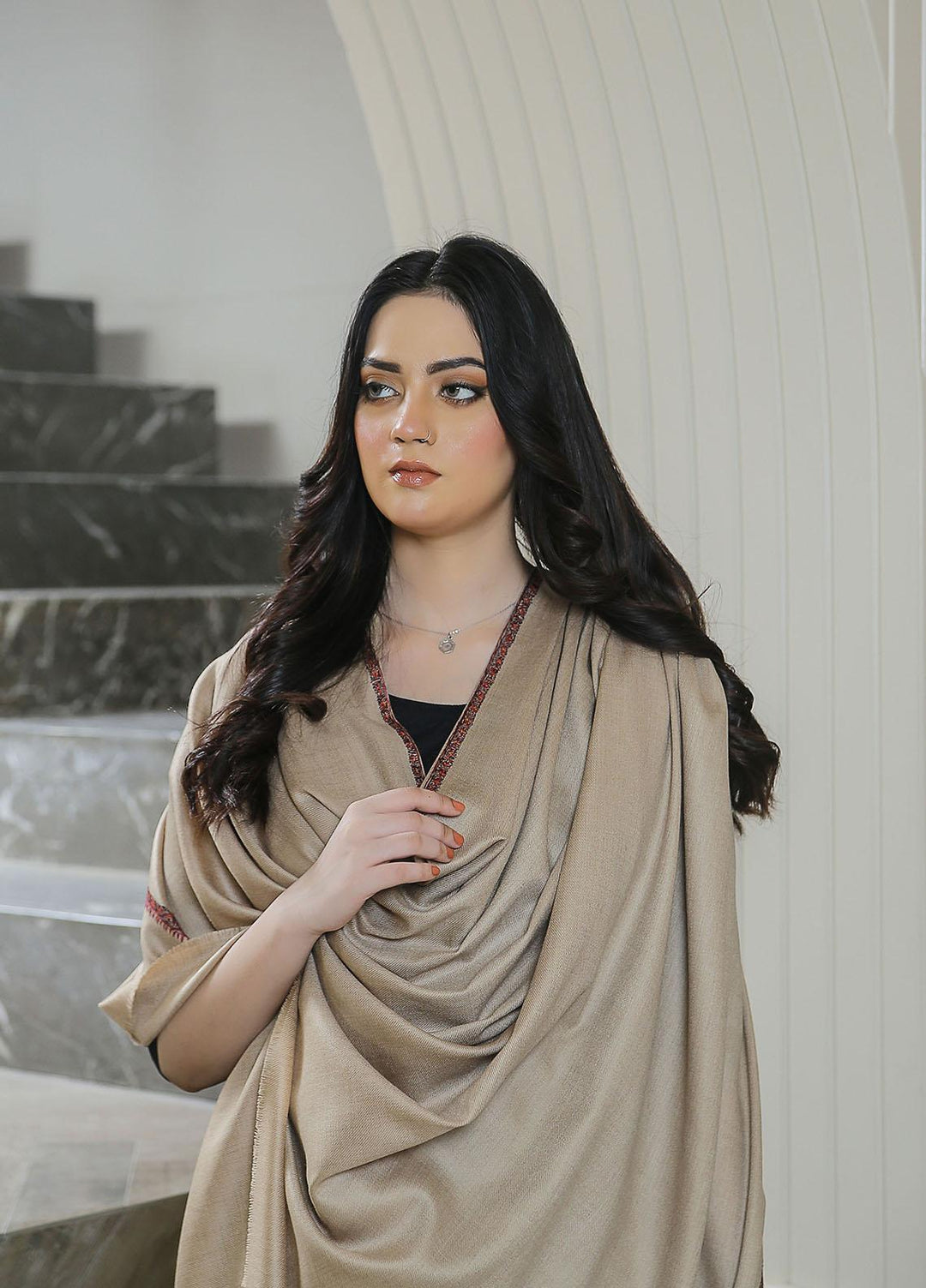 Sanaulla Exclusive Range  Pashmina  KPS 781 D-15 L Brown - Women Shawls