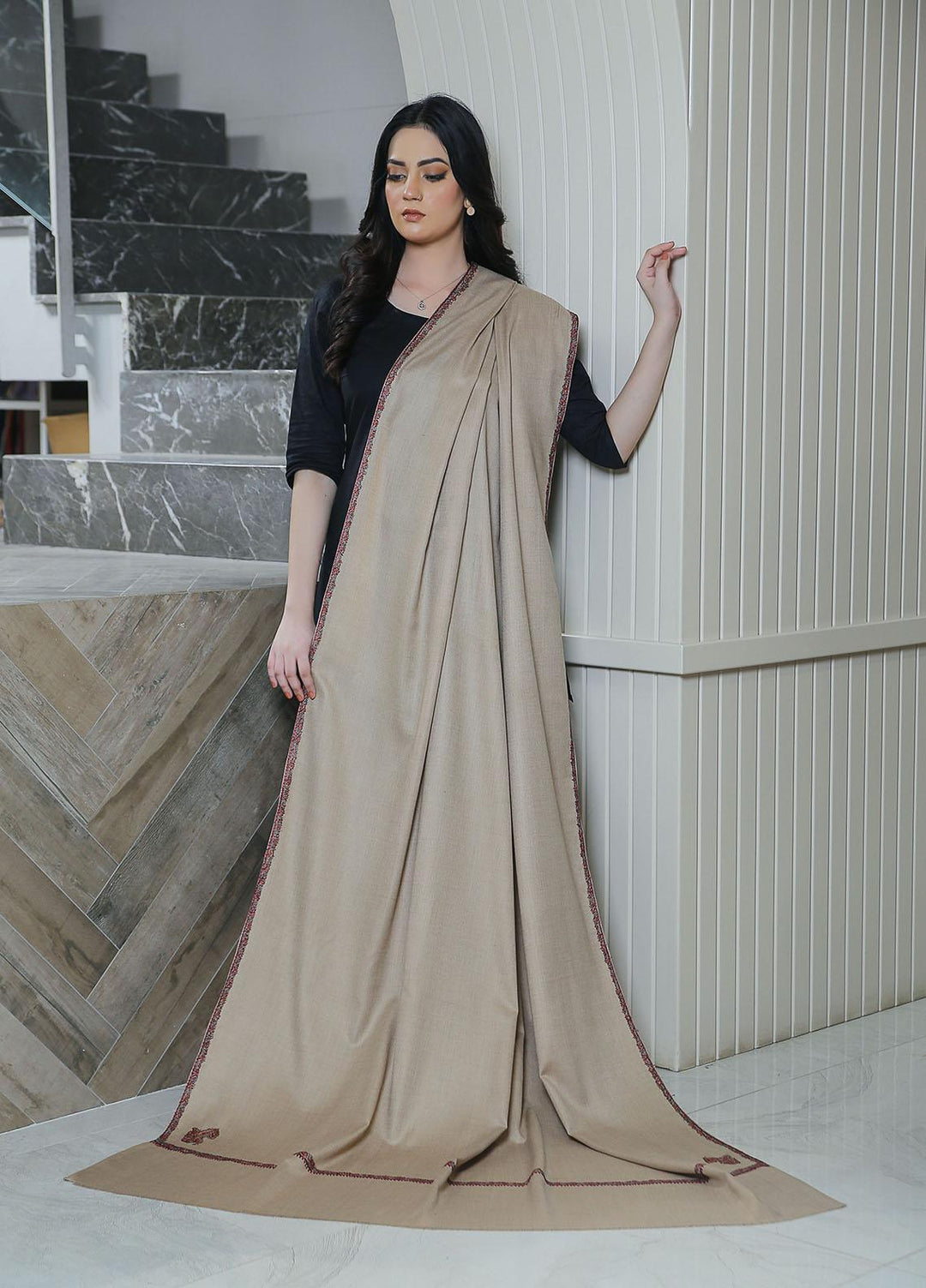 Sanaulla Exclusive Range  Pashmina  KPS 781 D-15 L Brown 1 - Women Shawls