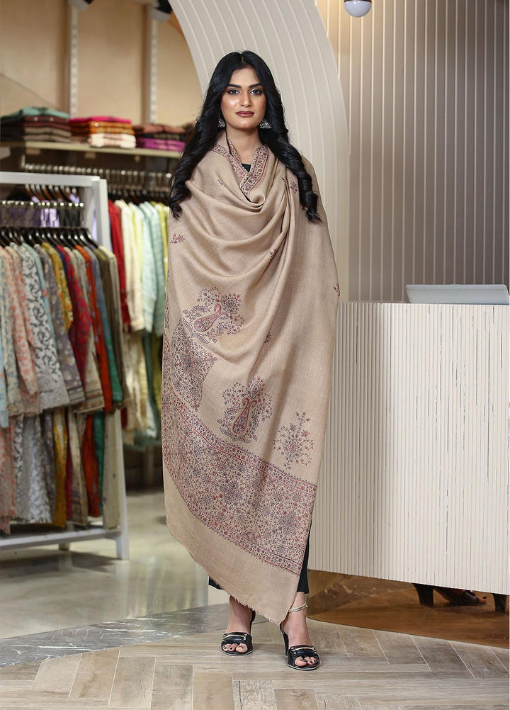 Sanaulla Exclusive Range  Pashmina  KPS 793 D-01 L Brown 1 - Women Shawls