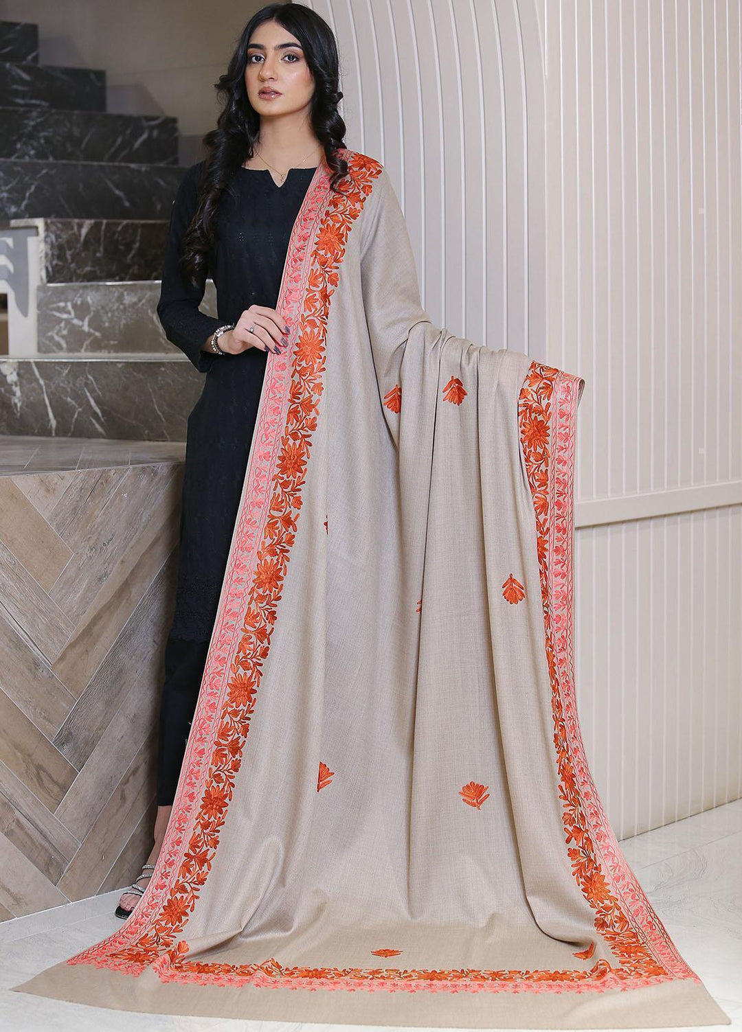 Sanaulla Exclusive Range  Pashmina  KPS 781 D-01 Brown 8 - Women Shawls