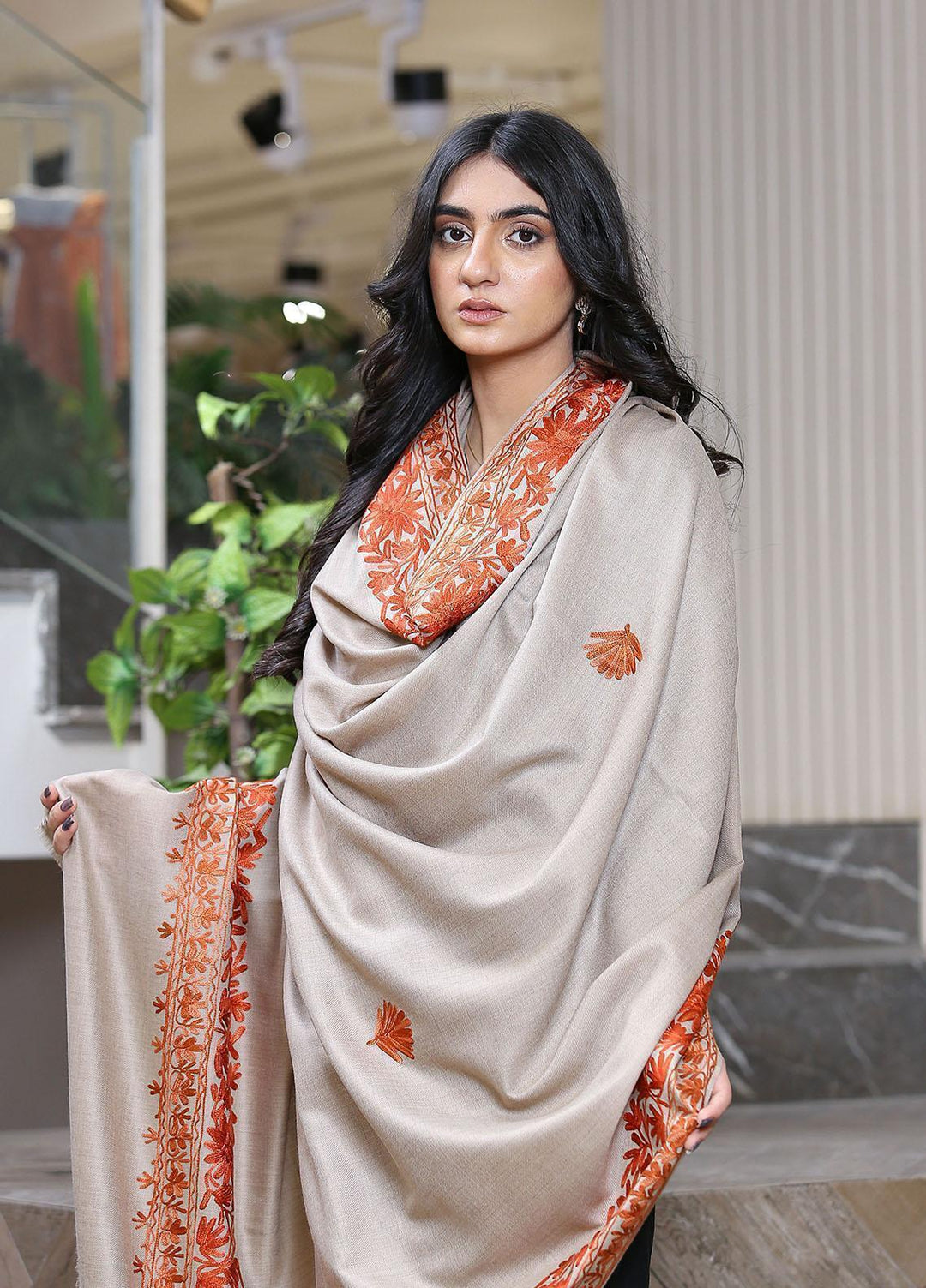 Sanaulla Exclusive Range  Pashmina  KPS 781 D-01 Brown 10 - Women Shawls