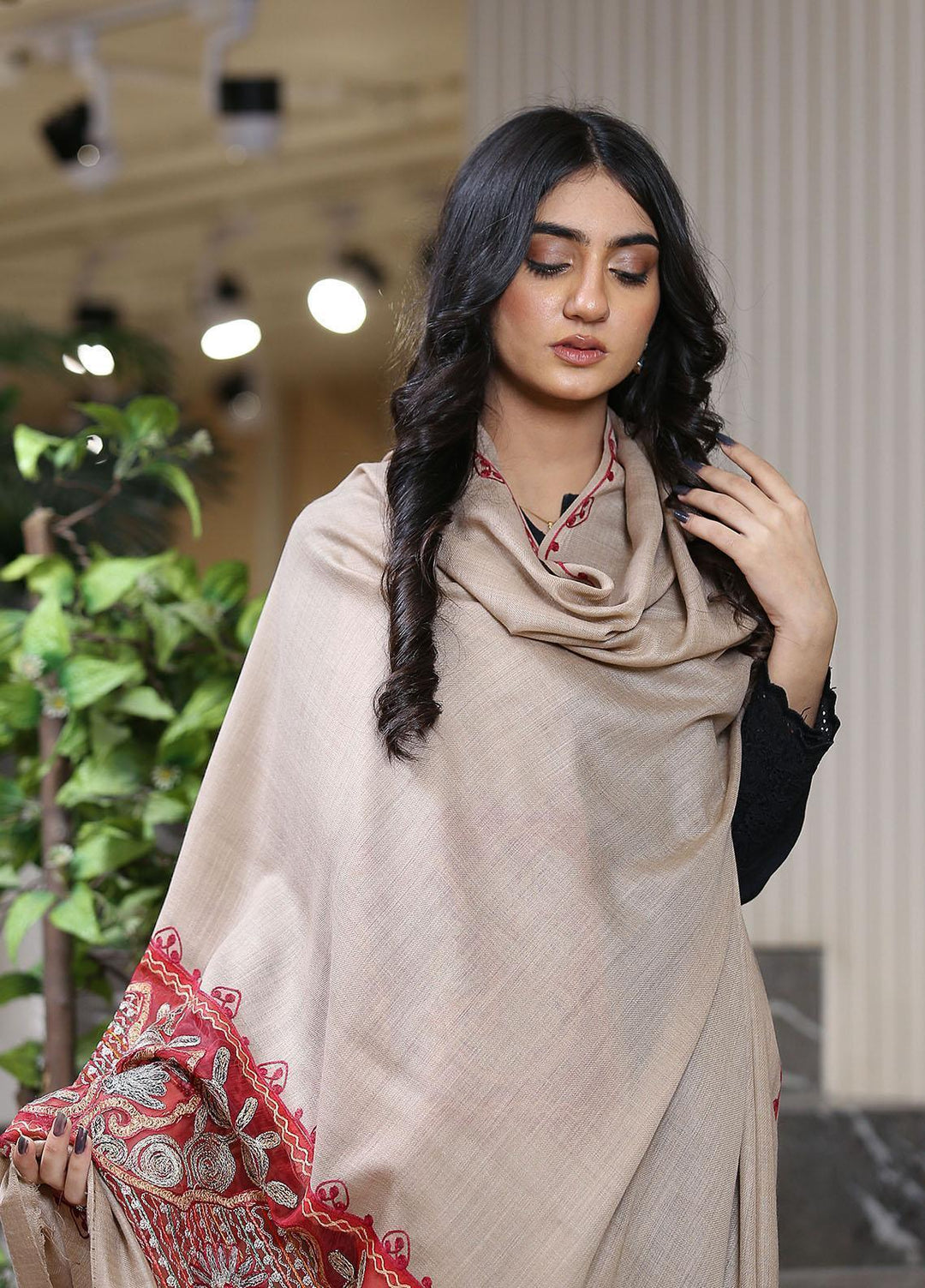 Sanaulla Exclusive Range  Pashmina  KPS 781 D-03 Brown 1 - Women Shawls