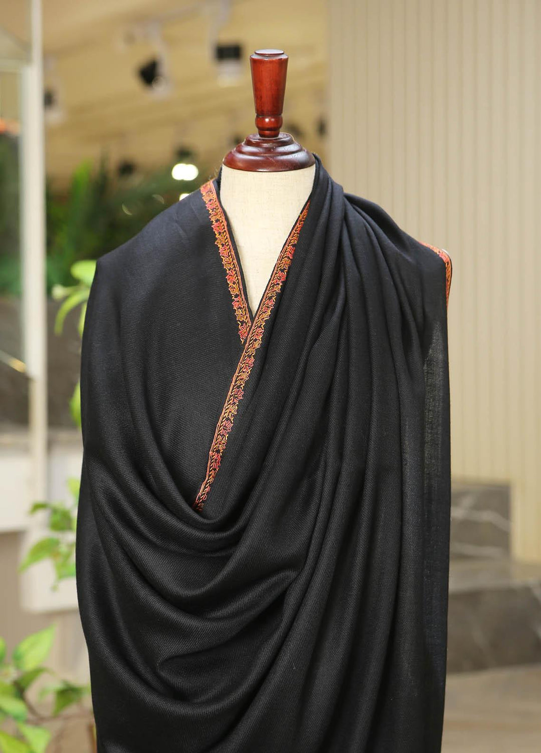 Sanaulla Exclusive Range  Pashmina  D-48 Black - Women Shawls