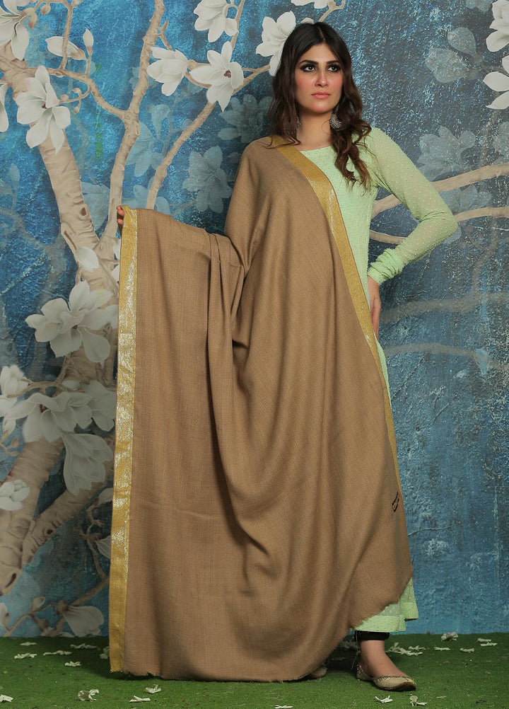 Sanaulla Exclusive Range  Pashmina  Shawl SU21PP MIR-769-D-Beige - Pure Pashmina Shawls