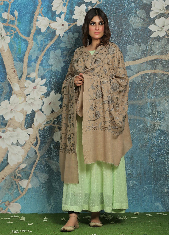 Sanaulla Exclusive Range  Pashmina  Shawl SU21PP AKP-10 Brown-2 - Pure Pashmina Shawls