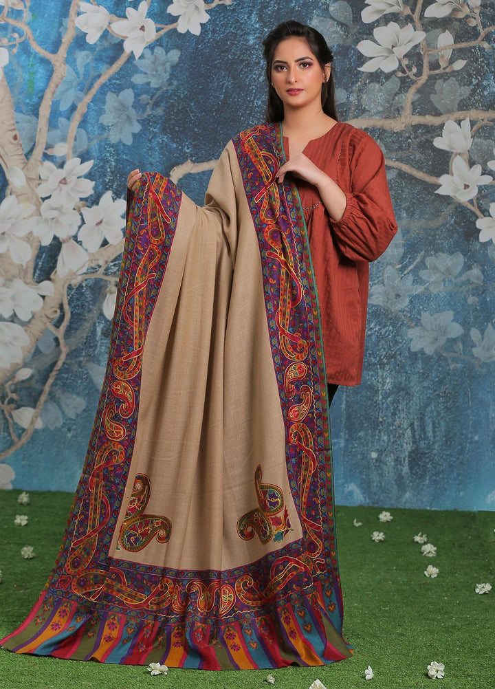 Sanaulla Exclusive Range Embroidered Pashmina  Shawl SU21PP AKP-19 Multi-5 - Pure Pashmina Shawls