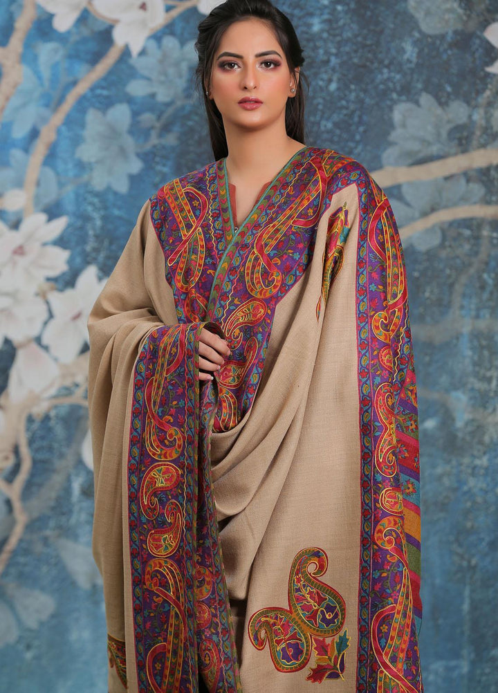 Sanaulla Exclusive Range Embroidered Pashmina  Shawl SU21PP AKP-19 Multi-5 - Pure Pashmina Shawls