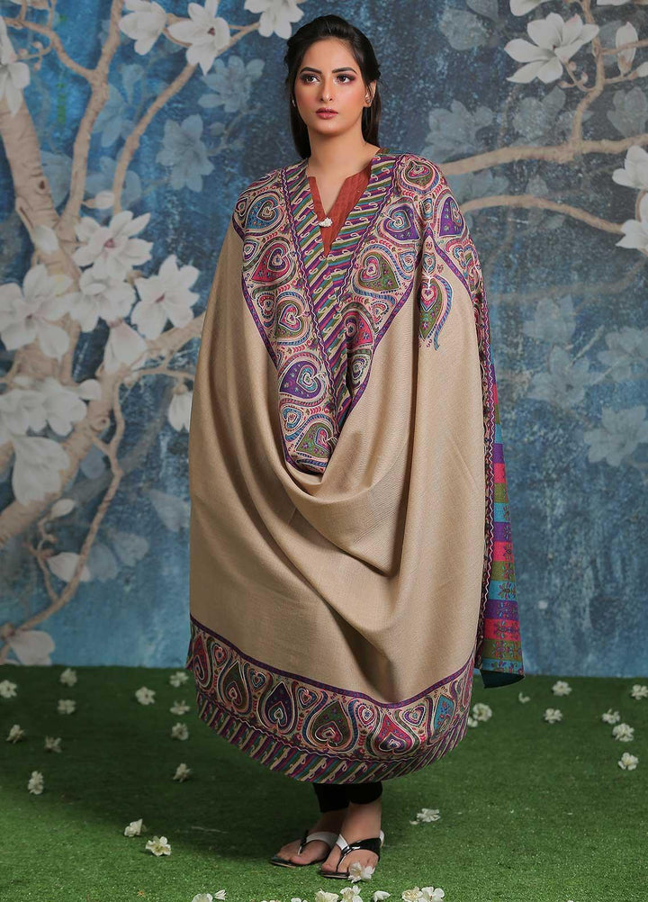 Sanaulla Exclusive Range Embroidered Pashmina  Shawl SU21PP AKP-19 Multi-6 - Pure Pashmina Shawls
