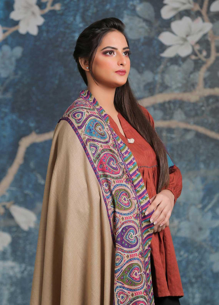 Sanaulla Exclusive Range Embroidered Pashmina  Shawl SU21PP AKP-19 Multi-6 - Pure Pashmina Shawls
